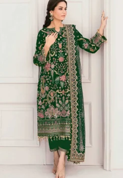 Embroidered Georgette Pakistani Suit in Green