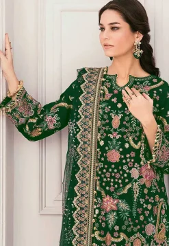 Embroidered Georgette Pakistani Suit in Green