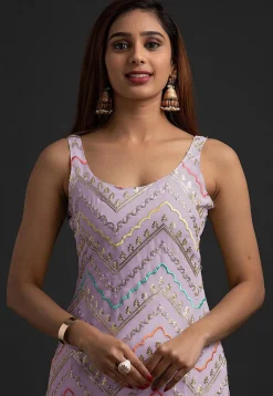 Embroidered Georgette Pakistani Suit in Light Purple