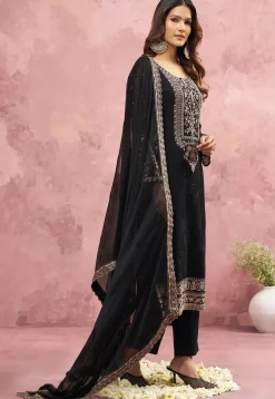 Embroidered Georgette Pakistani Suit in Black