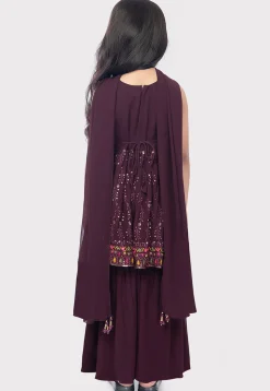 Embroidered Georgette Pakistani Suit in Wine