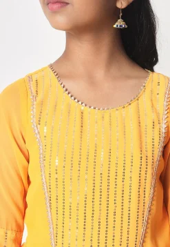 Embroidered Georgette Pakistani Suit in Yellow