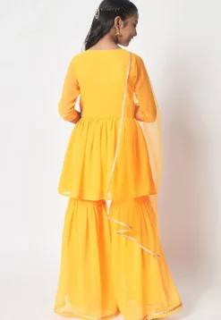 Embroidered Georgette Pakistani Suit in Yellow