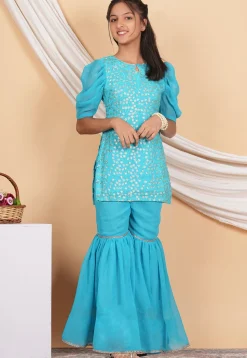 Embroidered Georgette Pakistani Suit in Turquoise