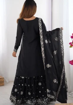 Embroidered Georgette Pakistani Suit in Black