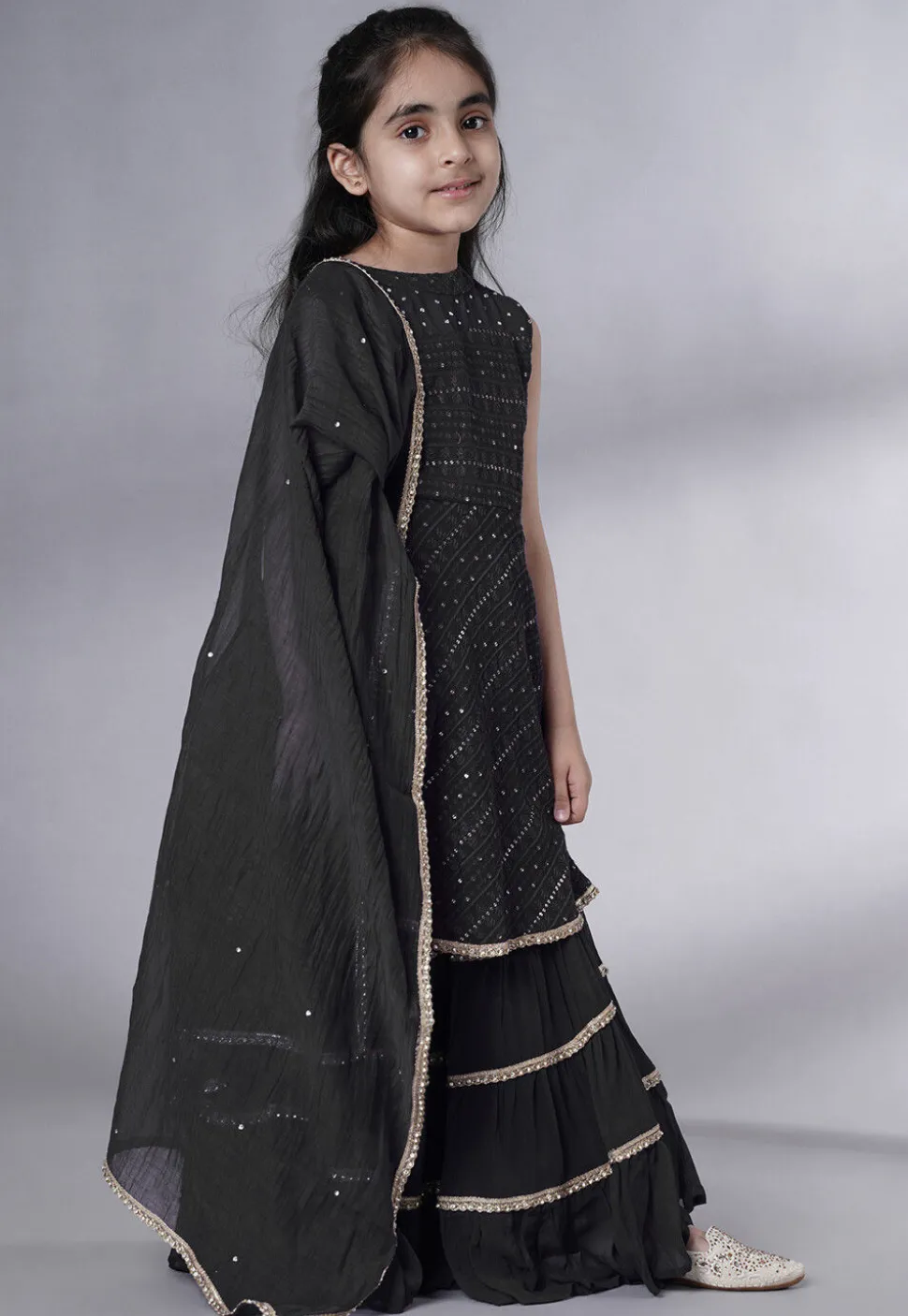 Embroidered Georgette Pakistani Suit in Black