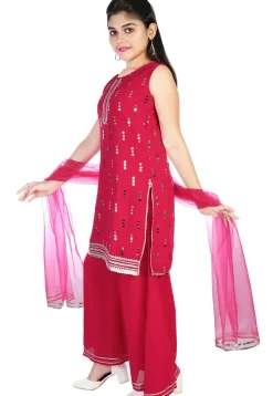 Embroidered Georgette Pakistani Suit in Fuchsia