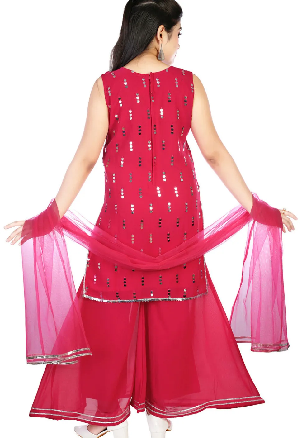 Embroidered Georgette Pakistani Suit in Fuchsia