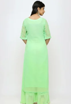 Embroidered Georgette Pakistani Suit in Pastel Green