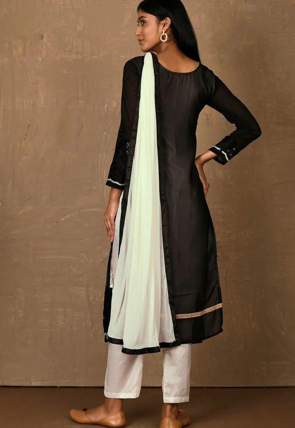 Embroidered Georgette Pakistani Suit in Black