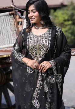 Embroidered Georgette Pakistani Suit in Black