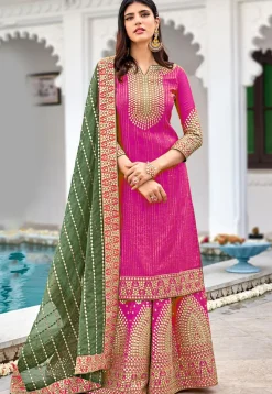 Embroidered Georgette Pakistani Suit in Pink