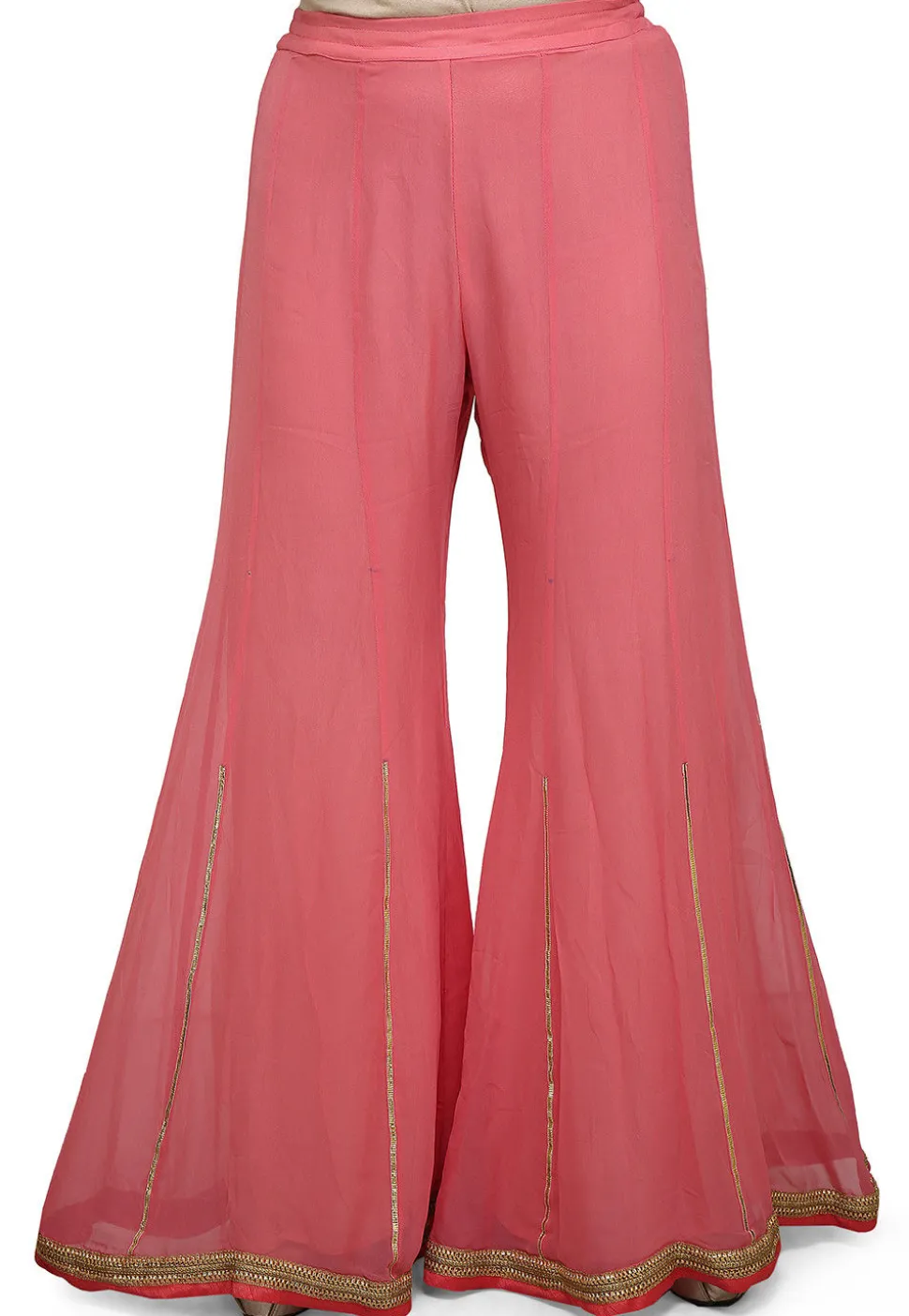 Embroidered Georgette Palazzo in Pink