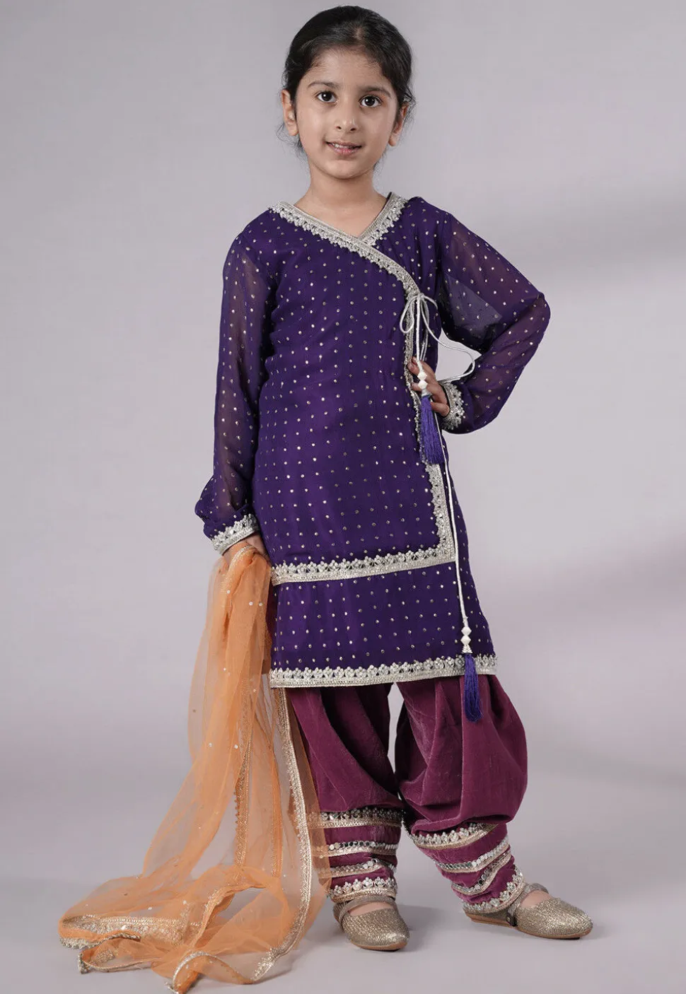 Embroidered Georgette Punjabi Suit in Dark Purple