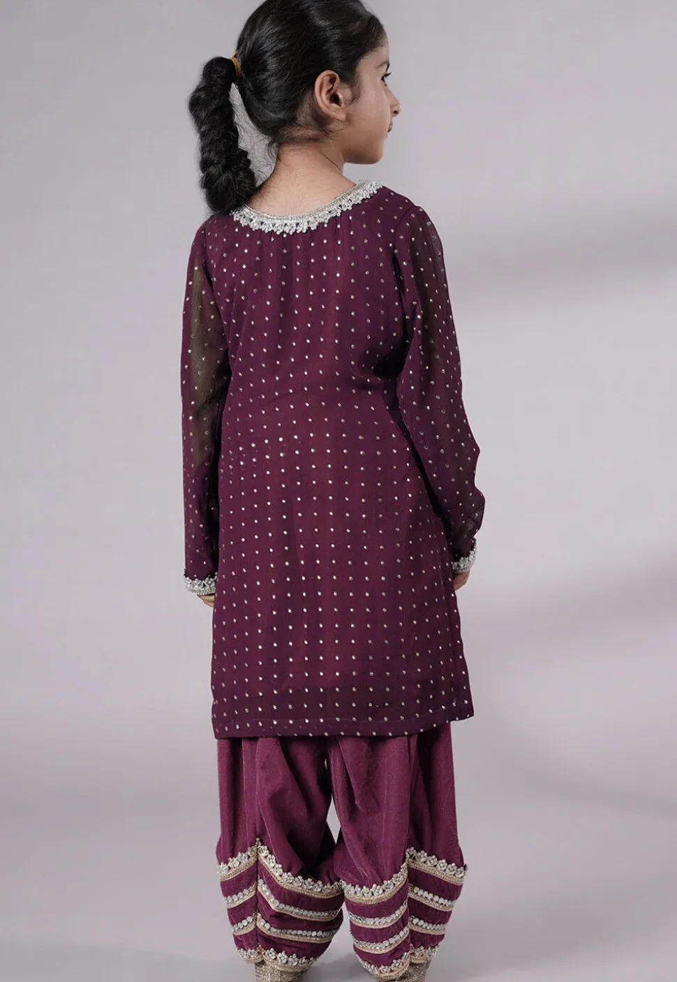 Embroidered Georgette Punjabi Suit in Purple