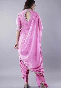Embroidered Georgette Punjabi Suit in Pink