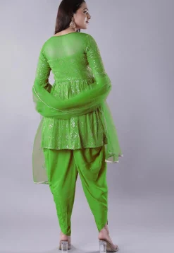 Embroidered Georgette Punjabi Suit in Light Green