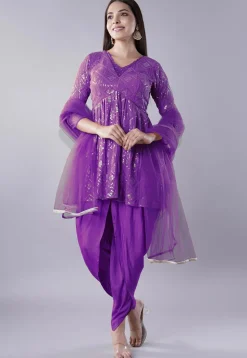 Embroidered Georgette Punjabi Suit in Purple