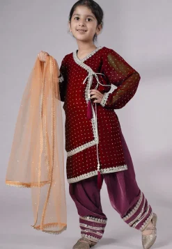 Embroidered Georgette Punjabi Suit in Maroon