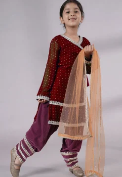 Embroidered Georgette Punjabi Suit in Maroon