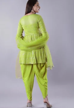 Embroidered Georgette Punjabi Suit in Light Green