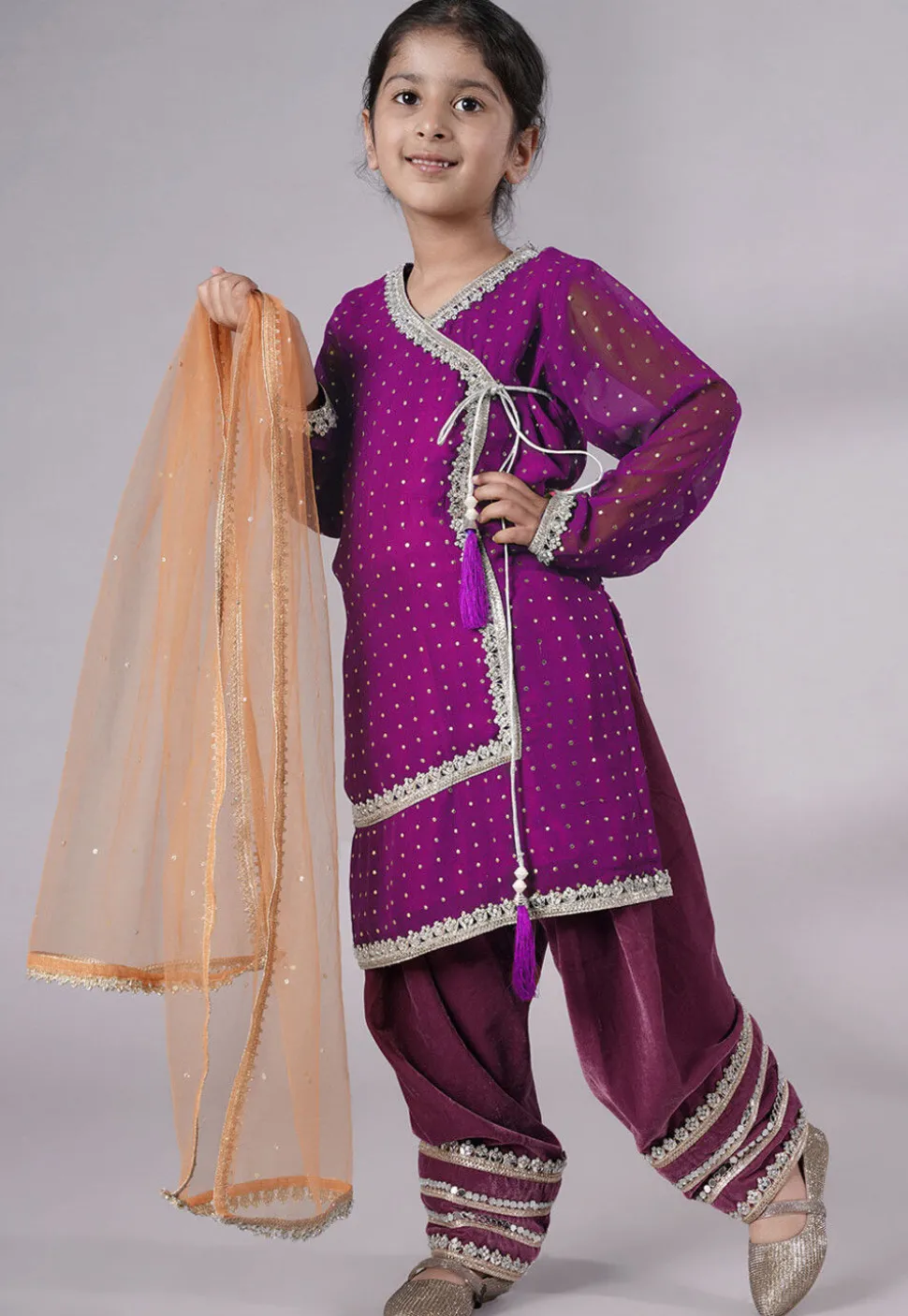 Embroidered Georgette Punjabi Suit in Magenta