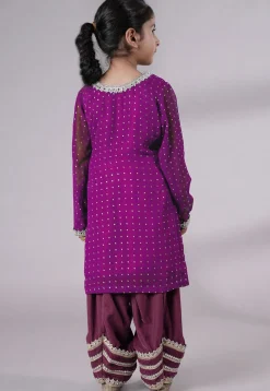 Embroidered Georgette Punjabi Suit in Magenta
