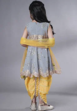 Embroidered Georgette Punjabi Suit in Grey