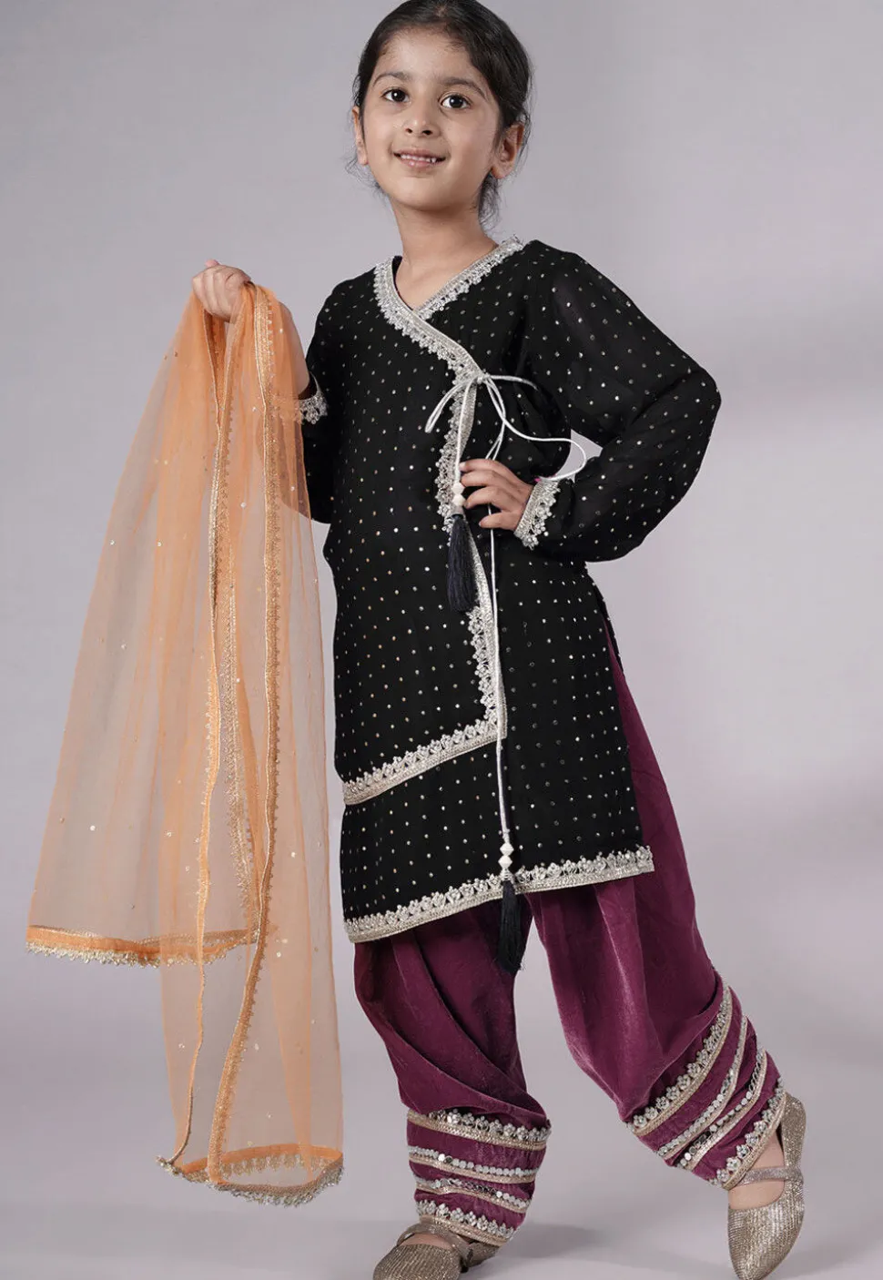 Embroidered Georgette Punjabi Suit in Black