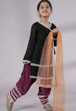 Embroidered Georgette Punjabi Suit in Black