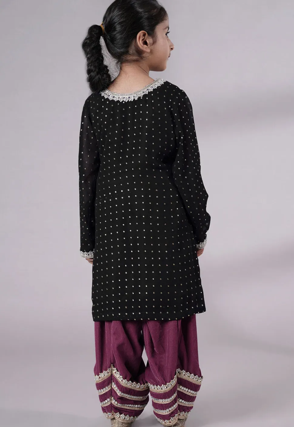 Embroidered Georgette Punjabi Suit in Black