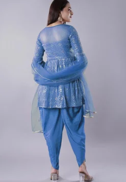 Embroidered Georgette Punjabi Suit in Blue