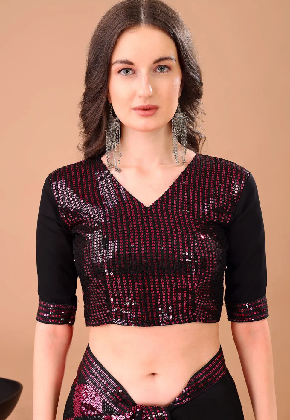 Embroidered Georgette Saree in Black