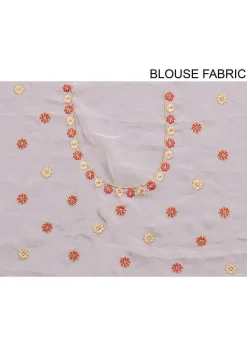 Embroidered Georgette Saree in Peach