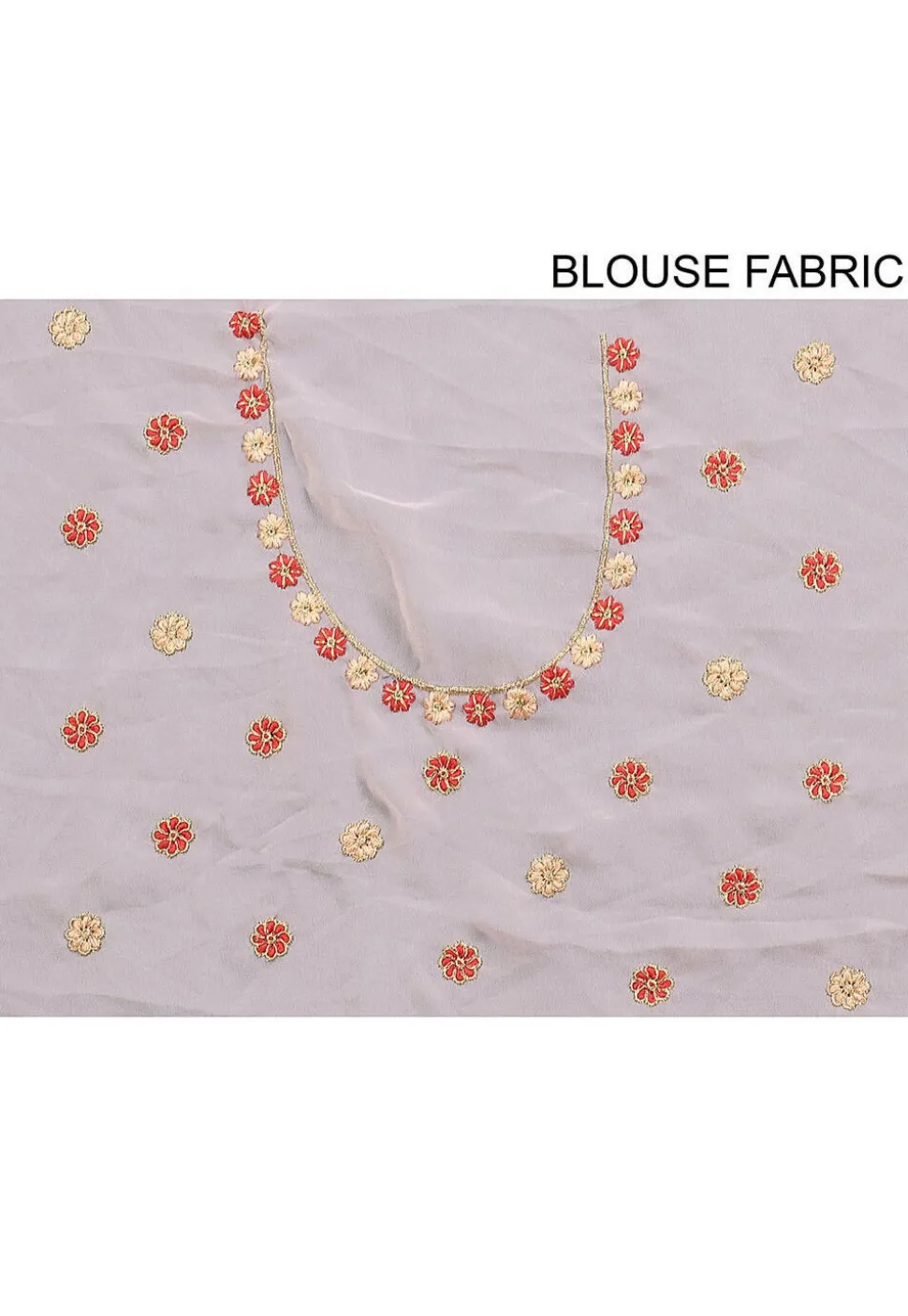 Embroidered Georgette Saree in Peach