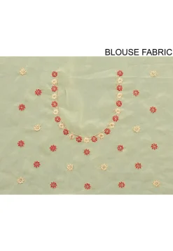 Embroidered Georgette Saree in Light Green