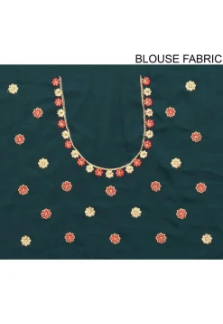 Embroidered Georgette Saree in Teal Blue