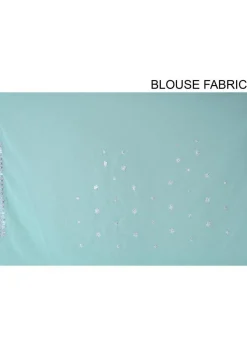 Embroidered Georgette Scalloped Saree in Sky Blue