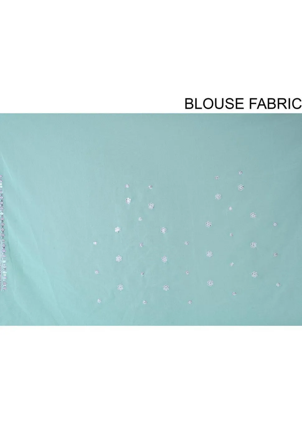 Embroidered Georgette Scalloped Saree in Sky Blue
