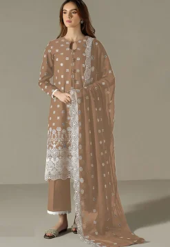 Embroidered Georgette Scalloped Pakistani Suit in Brown