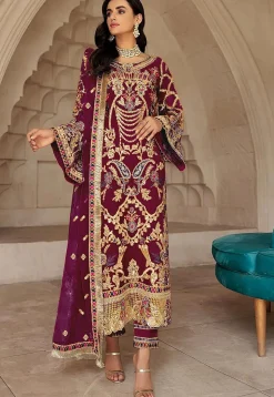 Embroidered Georgette Scalloped Pakistani Suit in Purple