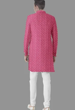 Embroidered Georgette Sherwani in Fuchsia
