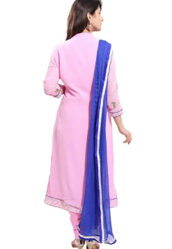Embroidered Georgette Straight Suit in Pink