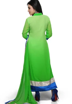 Embroidered Georgette Straight Cut Suit in Shaded Green