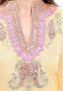 Embroidered Georgette Straight Suit in Peach