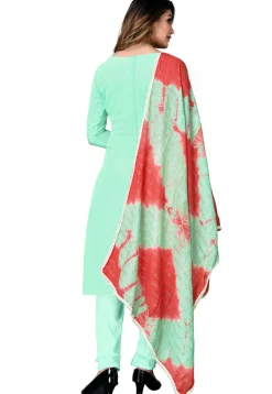 Embroidered Georgette Straight Suit in Sea Green