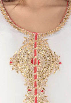 Embroidered Georgette Straight Suit in White