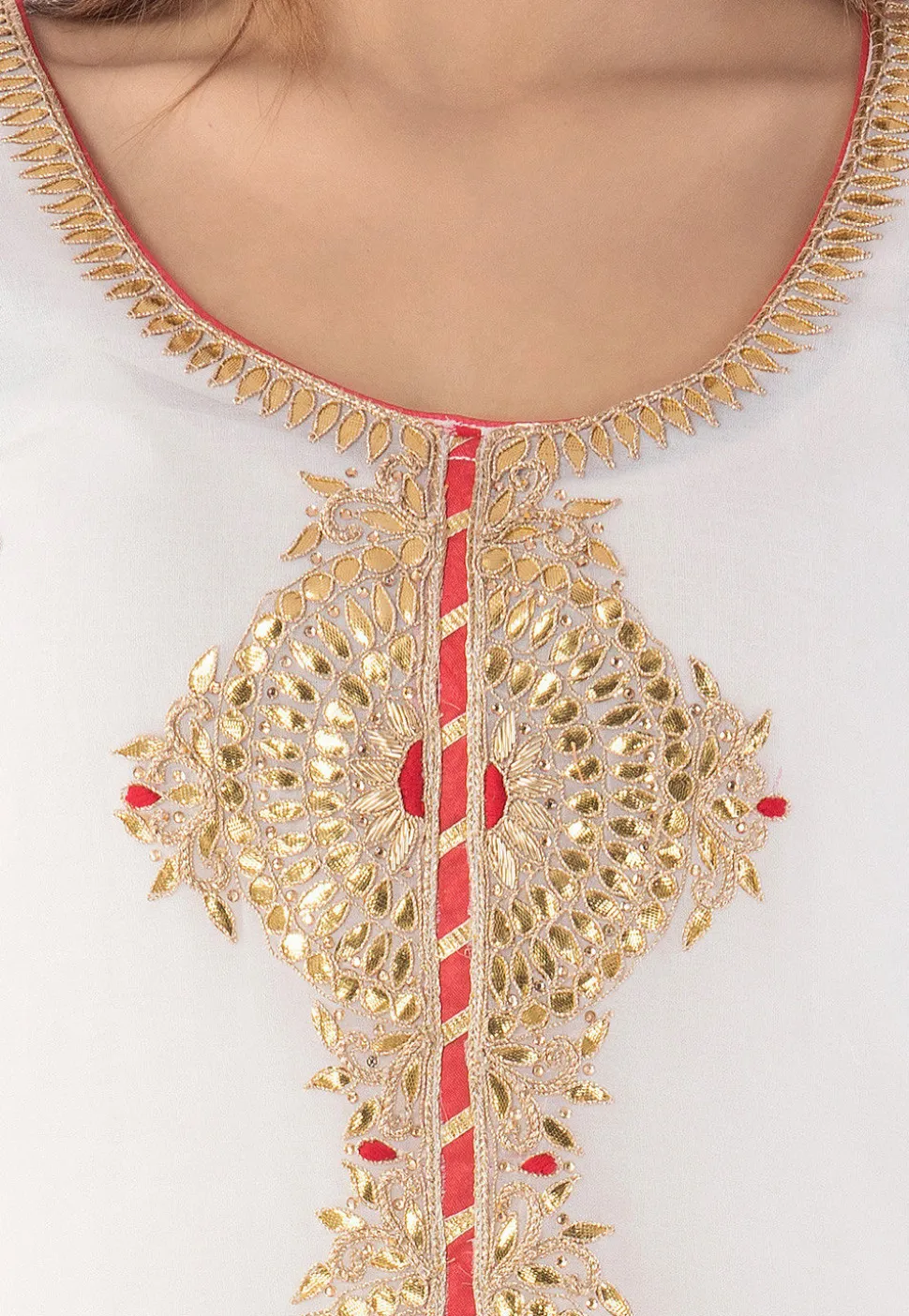 Embroidered Georgette Straight Suit in White