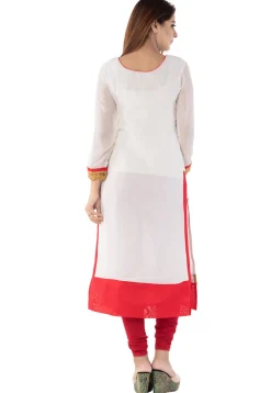 Embroidered Georgette Straight Suit in White