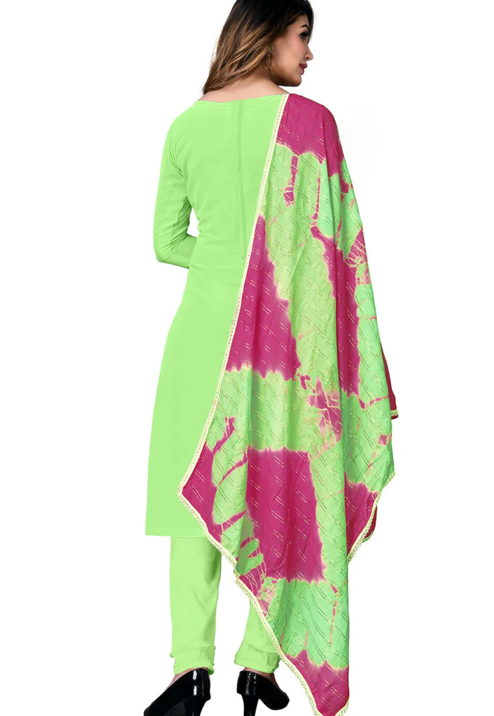 Embroidered Georgette Straight Suit in Light Green